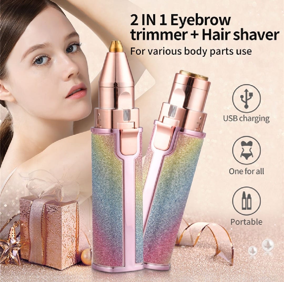 2-in-1 Ladies Eyebrow Trimmer & Shaver (CF-001B, USB Charging)